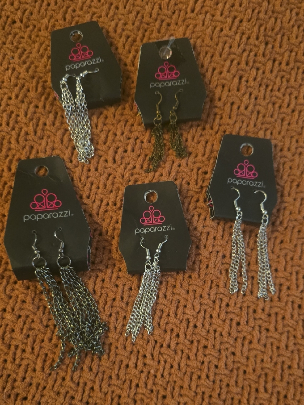 paparazzi Silver and Gunmetal Chain Tassel Earring Collection